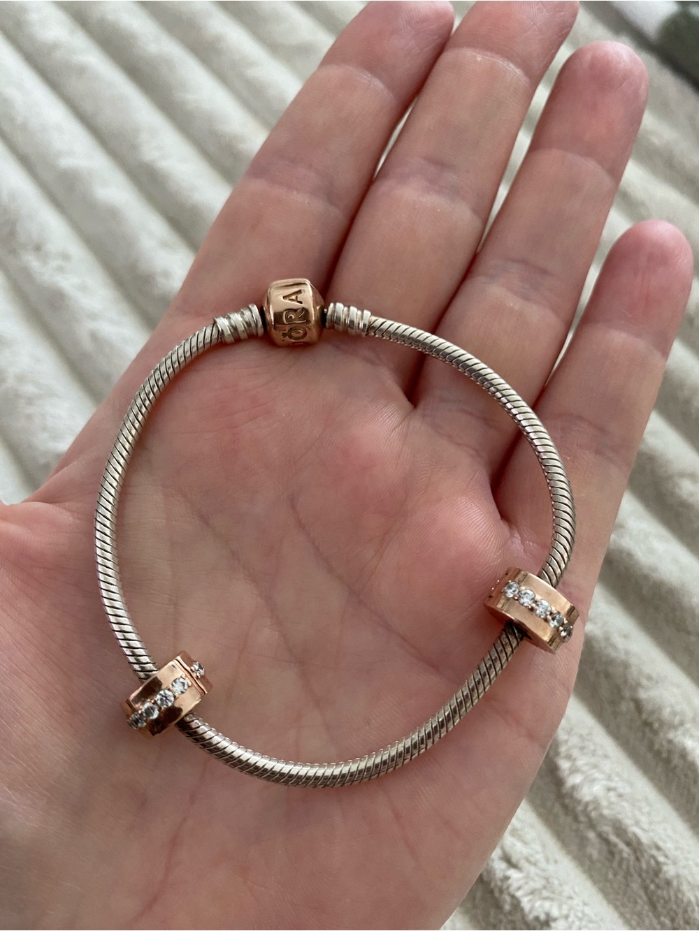 Rose Gold and Silver Pandora Bracelet